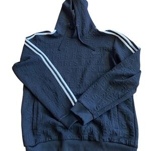 Adidas Black Typography Hoodie with Stripes